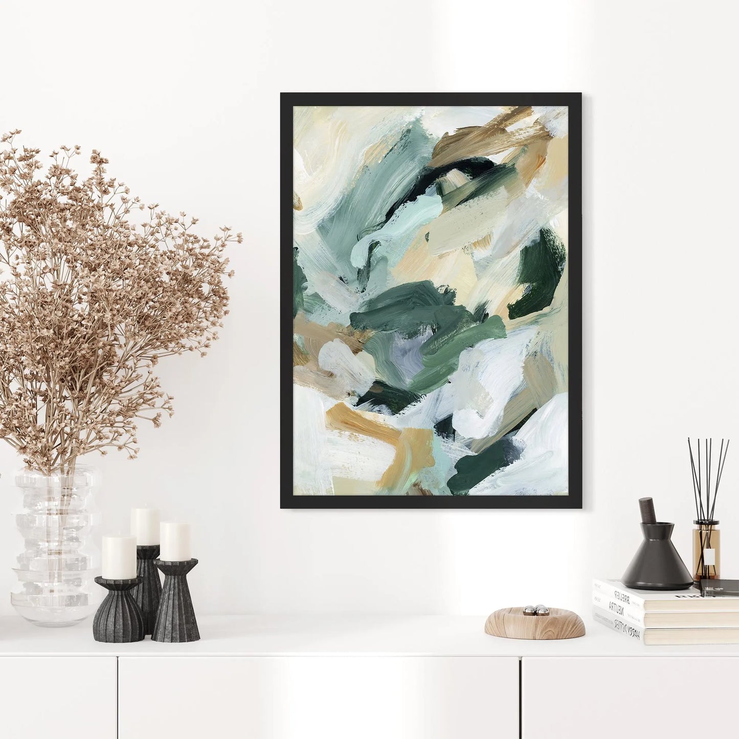 Abstract Painting | Neutral Green and Beige Tones for Contemporary Home Decor, Modern Wall Art | "Natural Course" - Art Print or Canvas