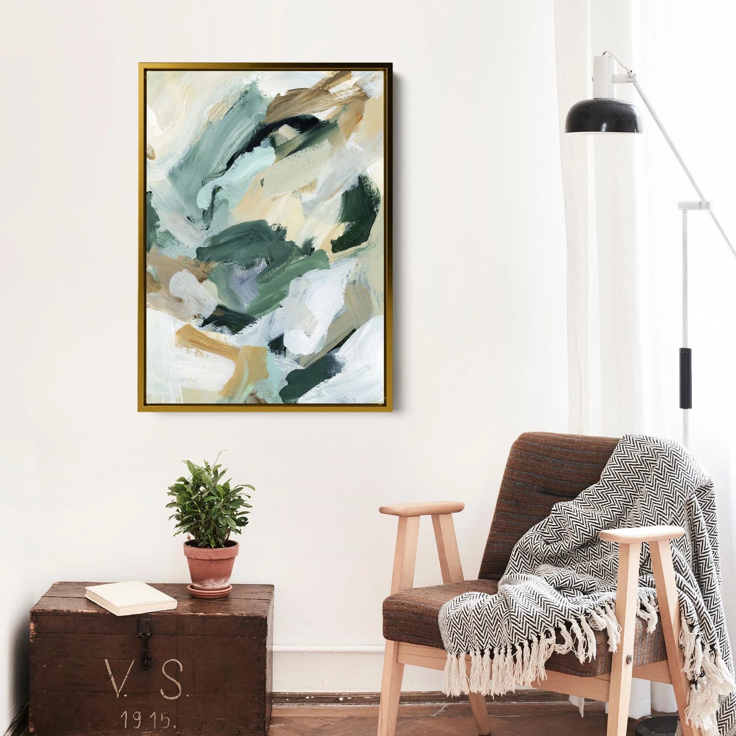 Abstract Painting | Neutral Green and Beige Tones for Contemporary Home Decor, Modern Wall Art | "Natural Course" - Art Print or Canvas