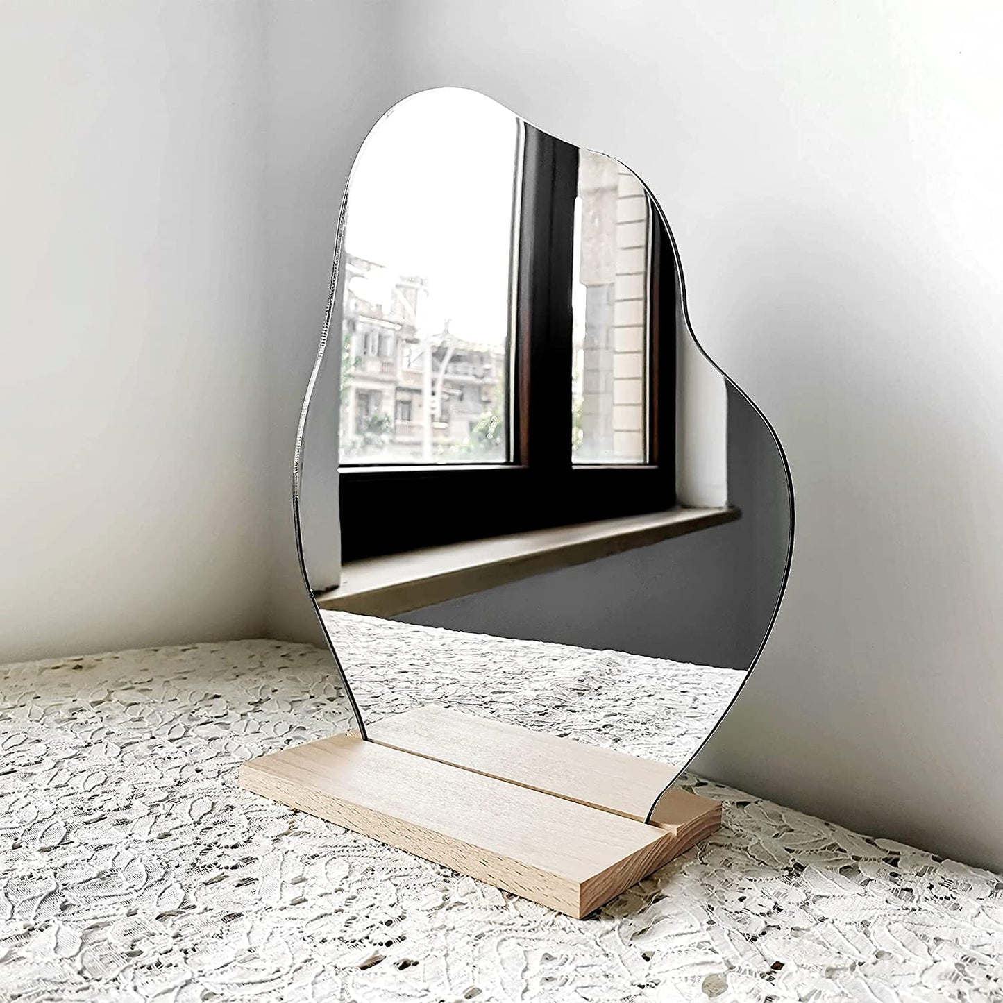 Preppy Room Decor Asymmetrical Cloud Mirror for Desk