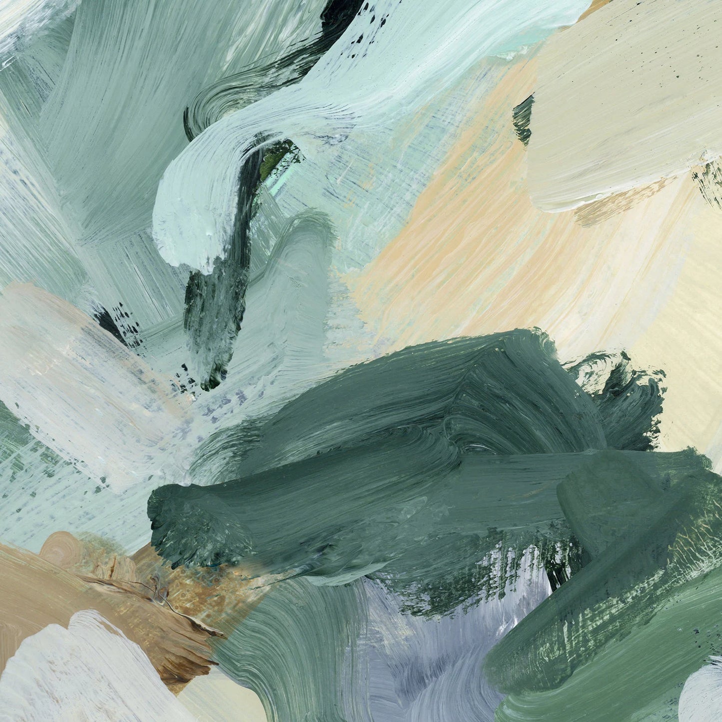 Abstract Painting | Neutral Green and Beige Tones for Contemporary Home Decor, Modern Wall Art | "Natural Course" - Art Print or Canvas