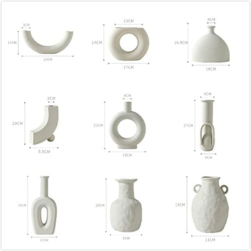 White Ceramic Vase for Floral Arrangements Modern Abstraction Flower Vases for Living Room Wedding Home Table Decor (Nordic-J)