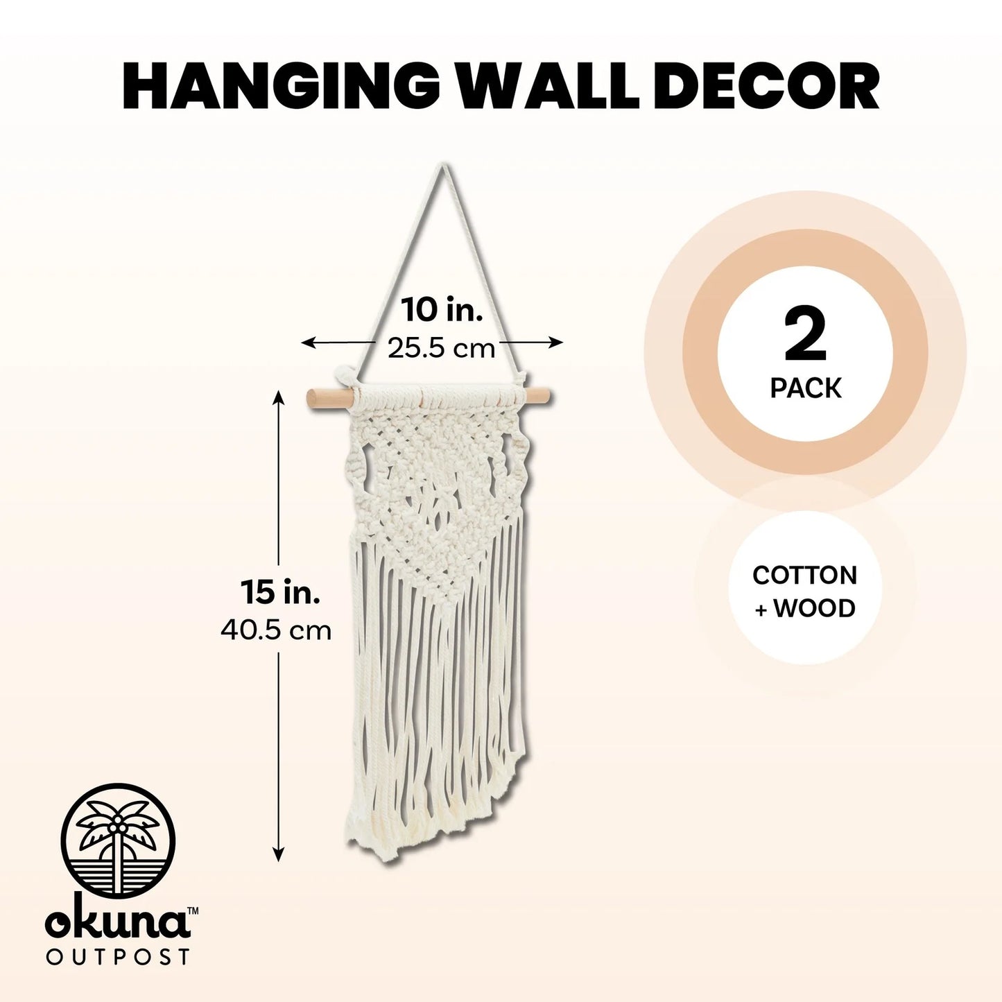 2 Pack Bohemian Style Macrame Wall Hanging, Dreamcatcher Home Decor (White, 10 X 15 In)