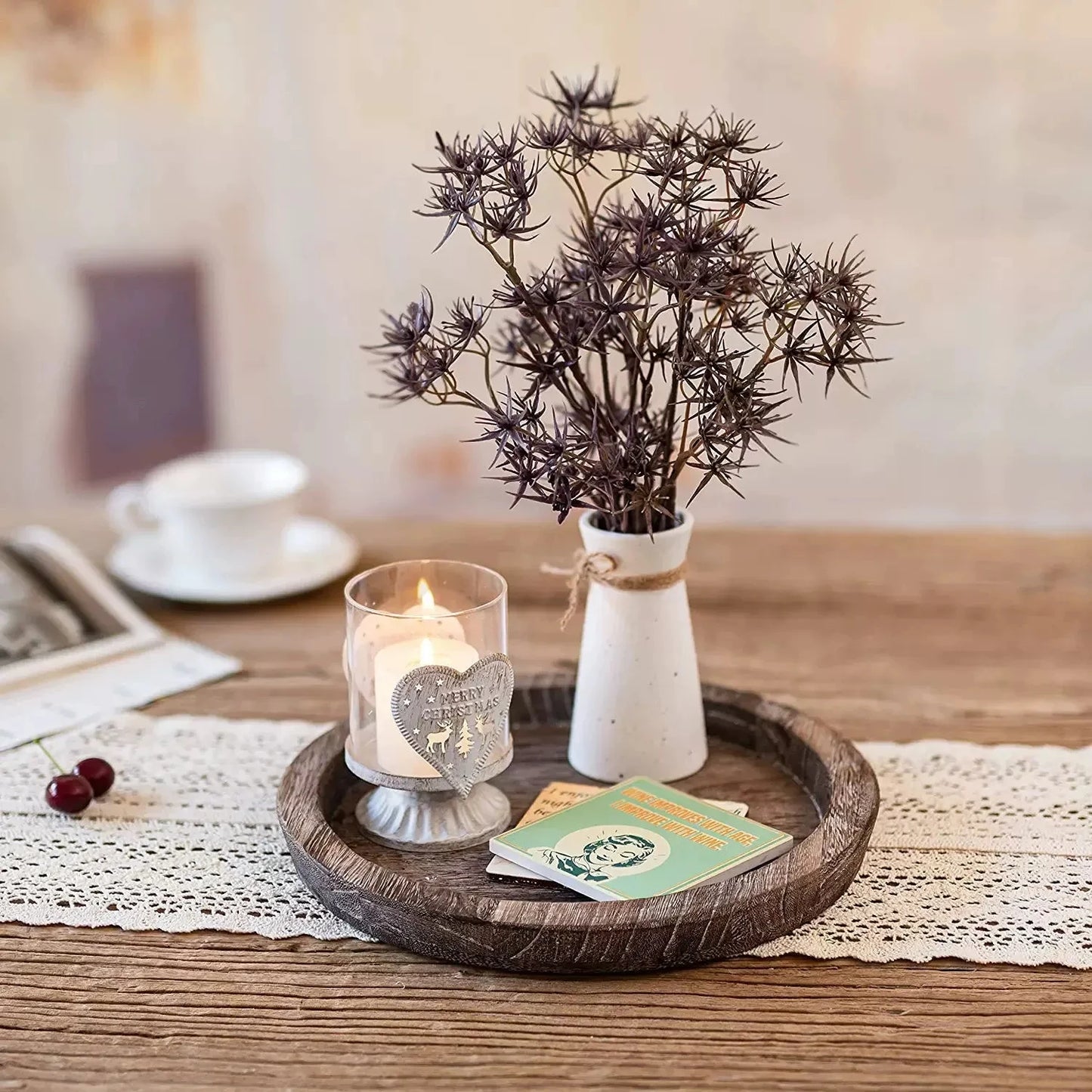 Wooden Tray Fruit Storage Tray Candle Holder Multifunctional Tray Candle Holder Tray Kitchen Countertops Home Decoration