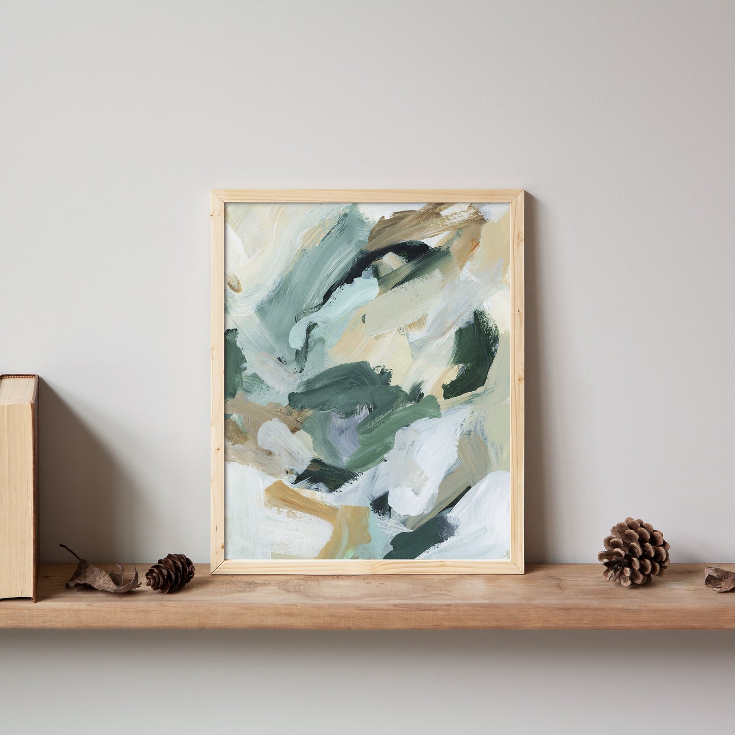 Abstract Painting | Neutral Green and Beige Tones for Contemporary Home Decor, Modern Wall Art | "Natural Course" - Art Print or Canvas
