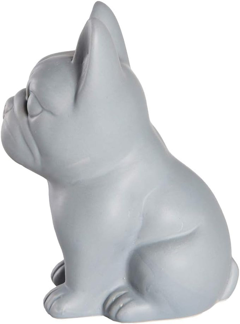 French Bulldog Statue - Matte Dark Grey Sitting Ceramic Dog Statue - Decorative Dog Sculpture for Garden or Home Décor - French Bulldog Dog Outdoor Statue - (4.75” X 3.5” X 7”)