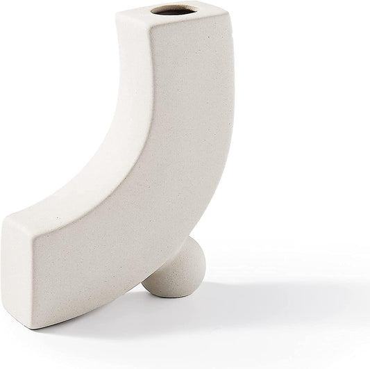 White Ceramic Vase for Floral Arrangements Modern Abstraction Flower Vases for Living Room Wedding Home Table Decor (Nordic-J)