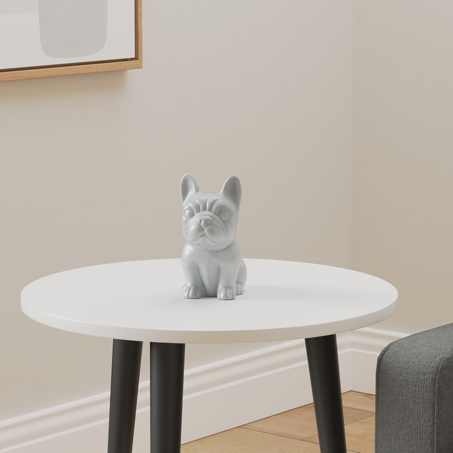 French Bulldog Statue - Matte Dark Grey Sitting Ceramic Dog Statue - Decorative Dog Sculpture for Garden or Home Décor - French Bulldog Dog Outdoor Statue - (4.75” X 3.5” X 7”)
