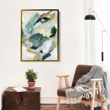 Abstract Painting | Neutral Green and Beige Tones for Contemporary Home Decor, Modern Wall Art | "Natural Course" - Art Print or Canvas