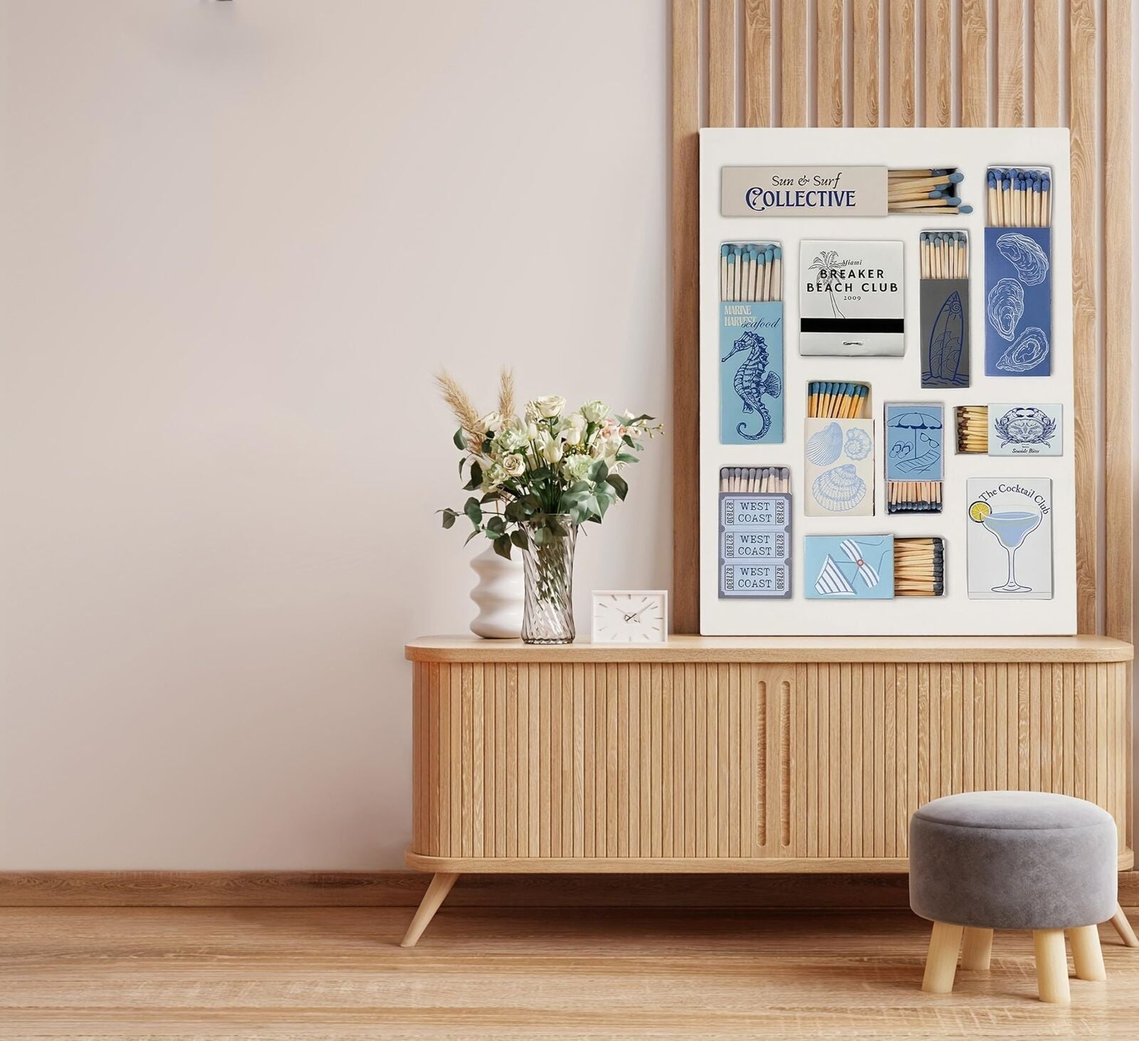 Blue Coastal Canvas Wall Art Matchbox Retro Wall Decor Coast Cowgirl Vintage ...