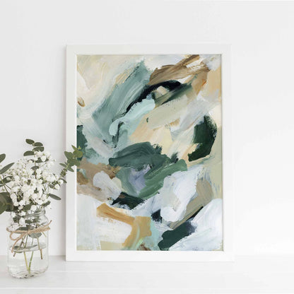 Abstract Painting | Neutral Green and Beige Tones for Contemporary Home Decor, Modern Wall Art | "Natural Course" - Art Print or Canvas