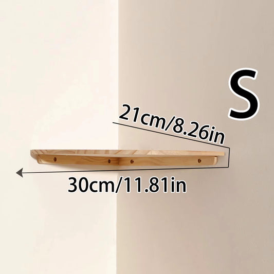 Wall Corner Shelves Wood Floating Wall Shelf round End Wall Mounted Floating Corner Shelf for Bedroom Living Room and Kitchen