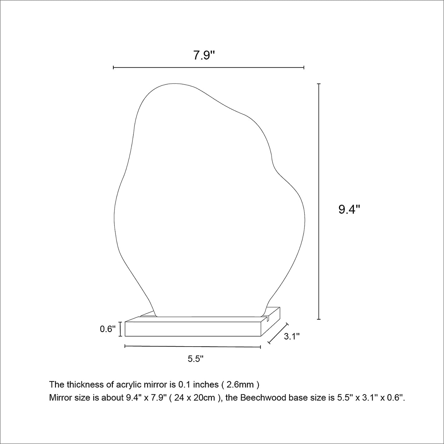 Preppy Room Decor Asymmetrical Cloud Mirror for Desk