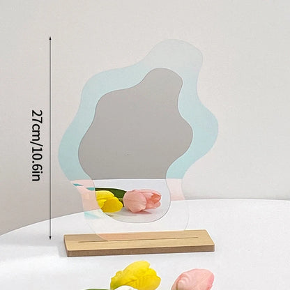 Ins Wavy Decorative Mirrors with Base Korean Cosmetic Mirror Irregular Table Mirror Women Beauty Mirrors Living Room Decor 거울