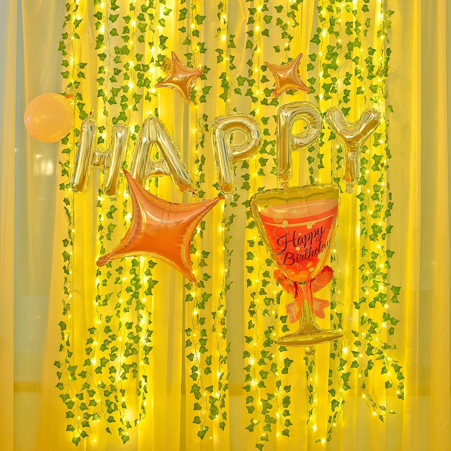 24 Pcs Artificial Ivy Garland Fake Vines with 130 Ft Lights String (400 LED) Decor Faux Green Hanging Plant Greenery for Wall Party Wedding Room Home Kitchen Indoor & Outdoor Decoration