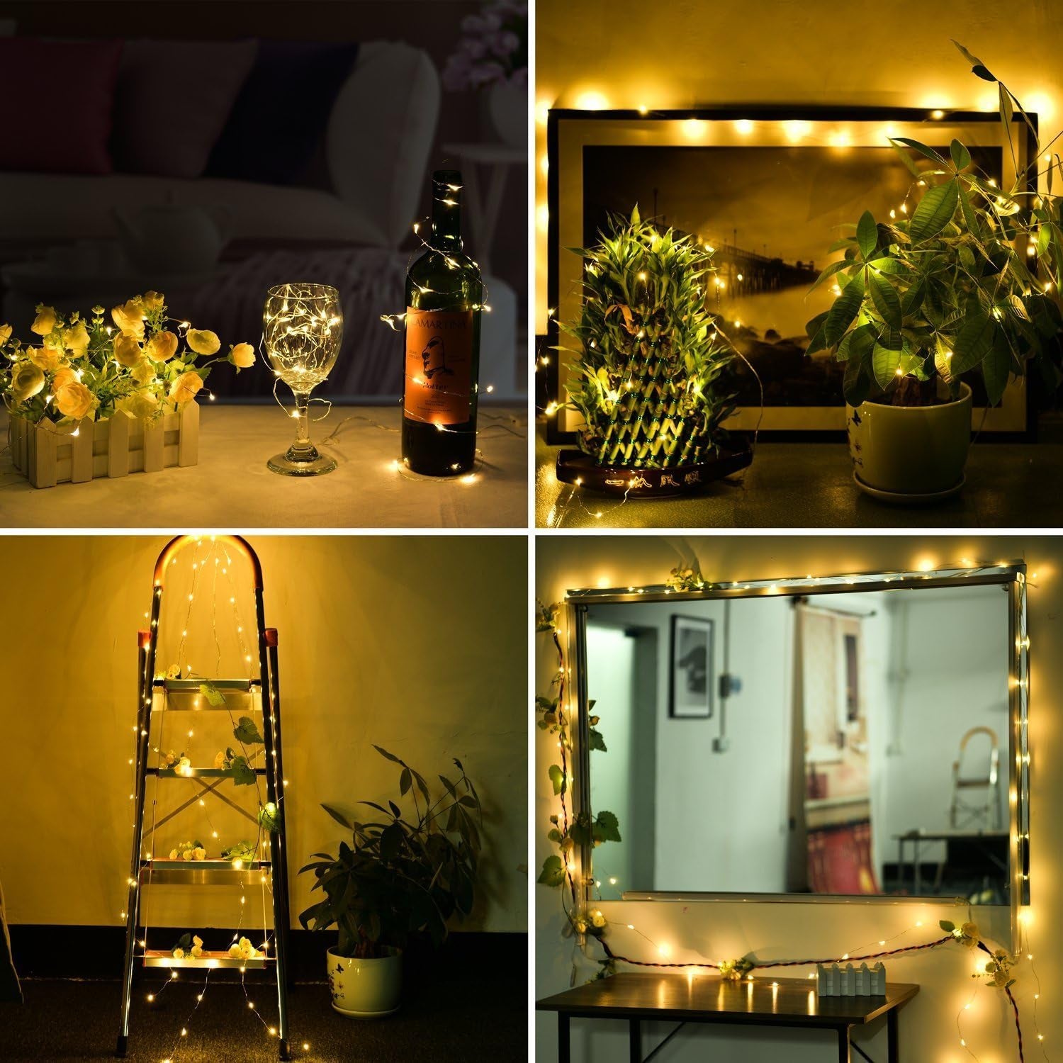 33Ft 100 LED Fairy Lights Battery Operated String Lights Waterproof 8 Modes Fairy Lights for Party Wedding Christmas Festive Decoration, Warm White