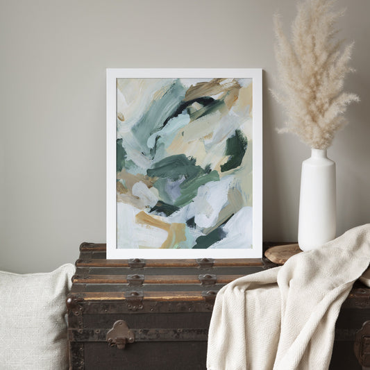 Abstract Painting | Neutral Green and Beige Tones for Contemporary Home Decor, Modern Wall Art | "Natural Course" - Art Print or Canvas